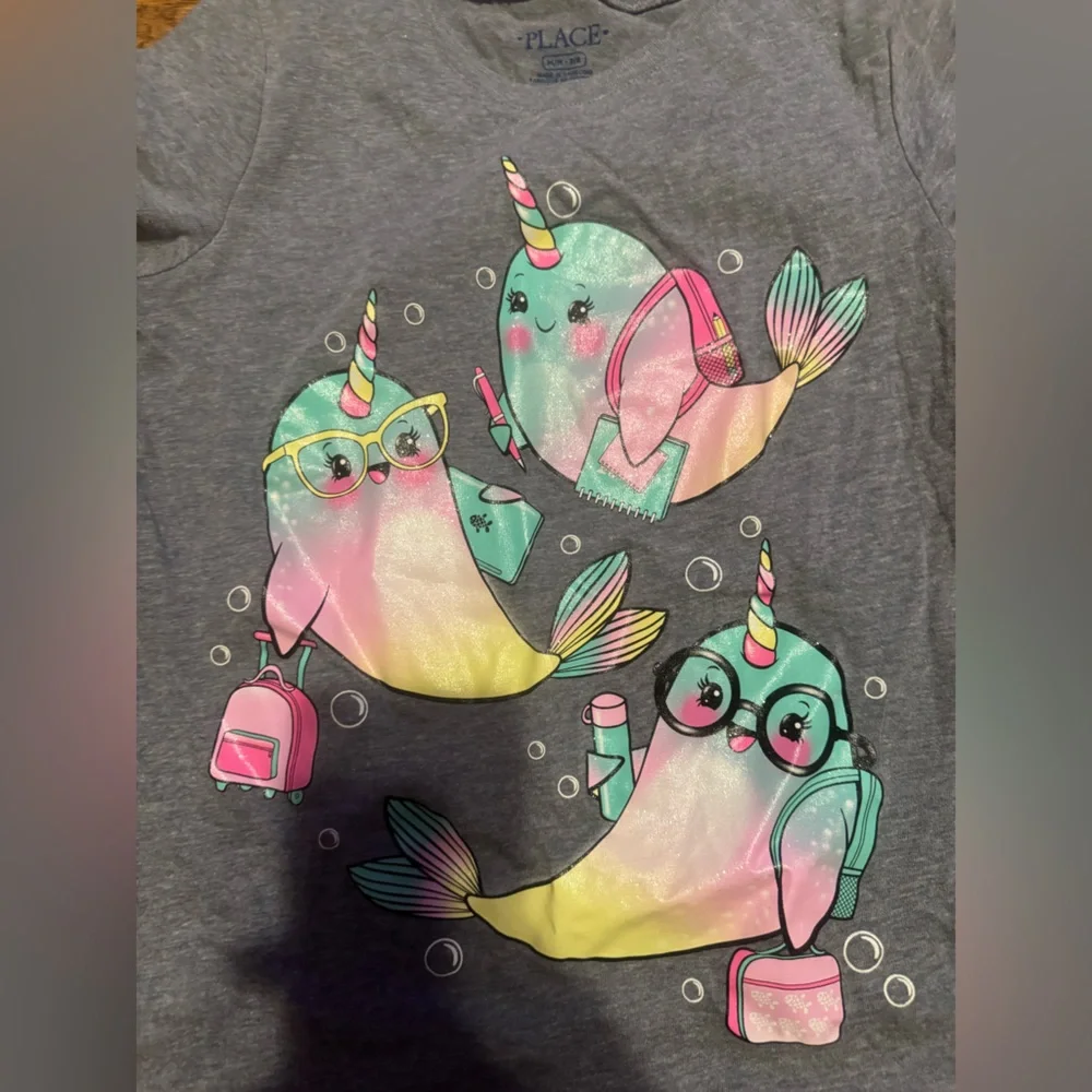 Girls tees 7/8 narwhal the children’s place
